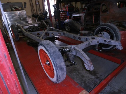 Sand blasting the frame.JPG